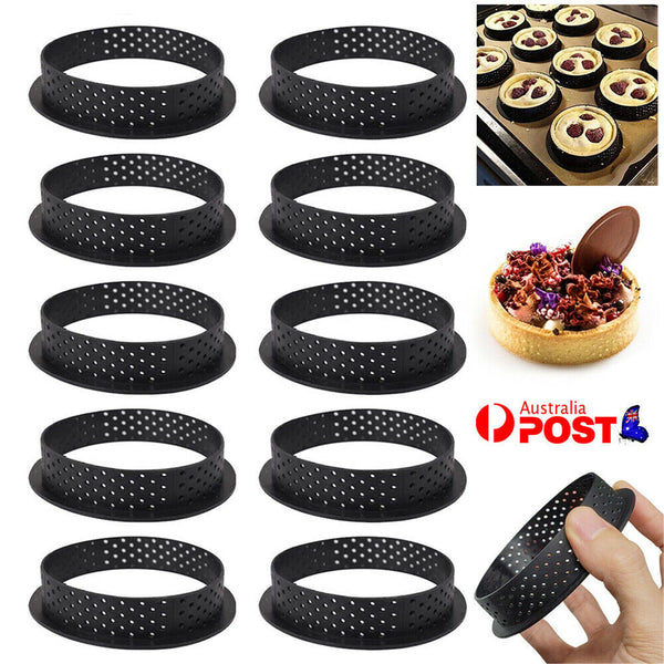 30X Cake Mold Perforated Cutter Round-Shape Mousse Circle Ring Tart Decor Baking