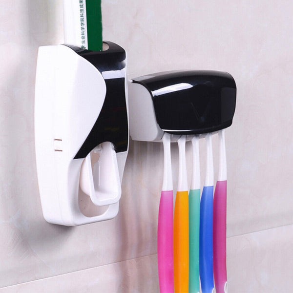5 Toothbrush Holder Automatic Toothpaste Dispenser Set SqueezerStand Hnadfree