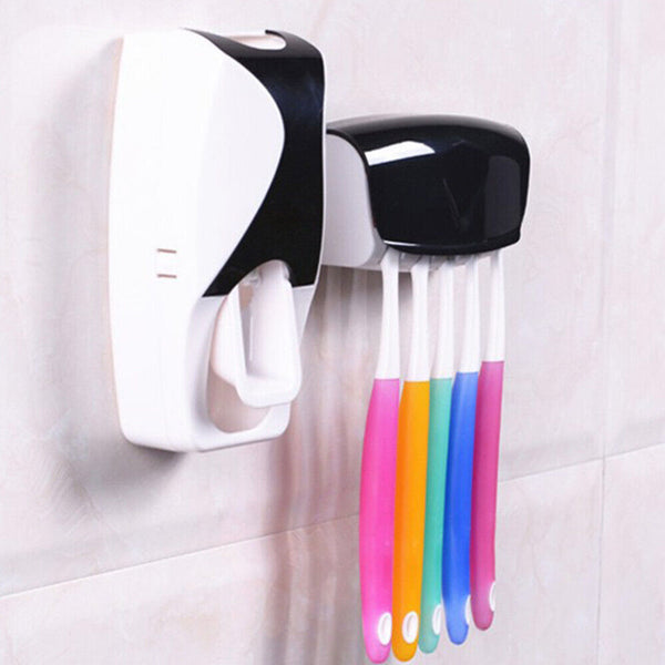 5 Toothbrush Holder Automatic Toothpaste Dispenser Set SqueezerStand Hnadfree