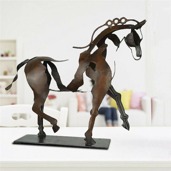 3D Metal Standing Horse Sculpture LED Lighting Statue Home Decor Ornament Gifts