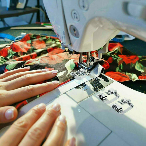 Narrow Rolled Hem Foot Domestic Sewing Machine Snap On Presser Hemmer Feet Set