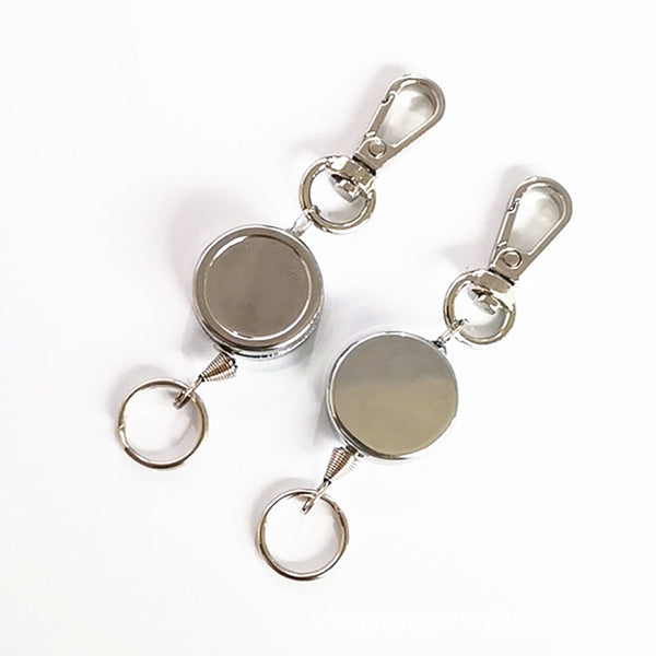 2X Retractable Stainless Steel Keyring Pull Ring Key Chain Recoil Heavy Duty AU