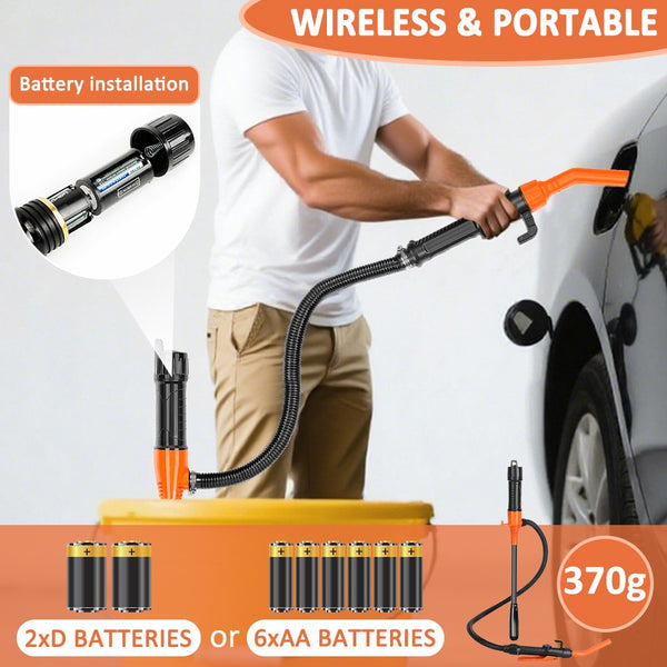 Battery Powered Electric Siphon Pump 2.4 GPM Fuel Oil Water Transfer Pump