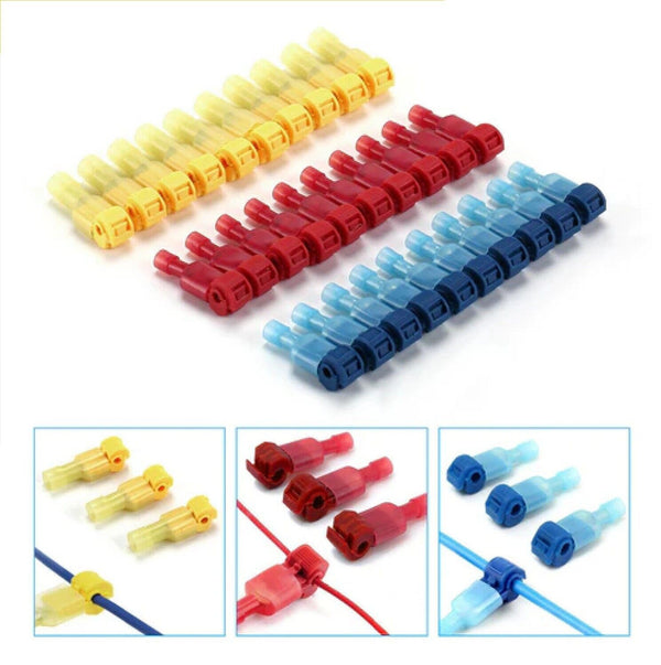 T-Tap Wire Connector Cable Crimp Quick Splice Red And Blue Wire Terminals 60pcs