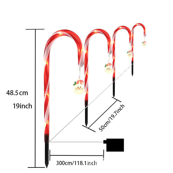 Christmas Candy Cane Pathway Solar Lights Decorations Garden Party LED Outdoor