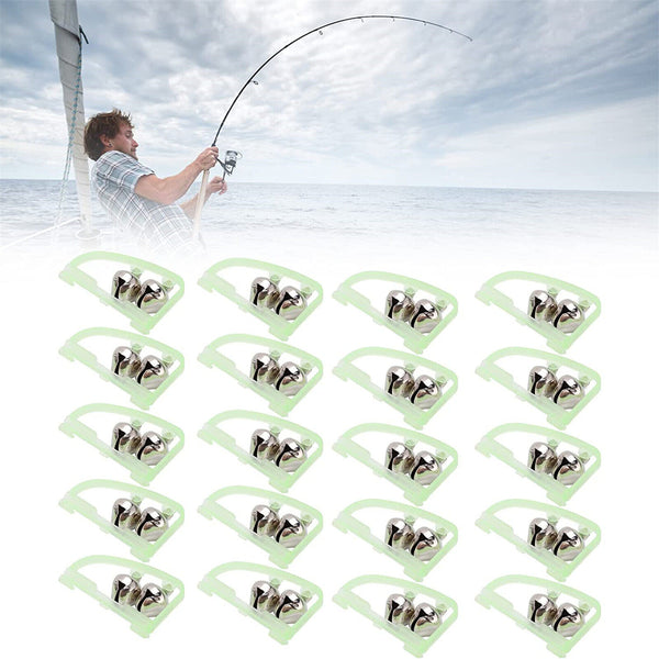 20/40/80/100PCS Fluorescent Fishing Rod Tip Clip Twin Bell Fish Bite Alarm Alert