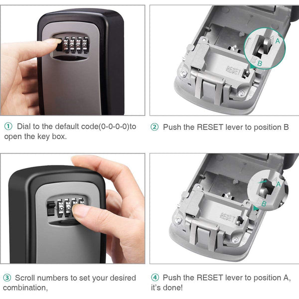 2PCS Wall Mounted Key Lock Box 4 Digit Combination Security Storage Safe