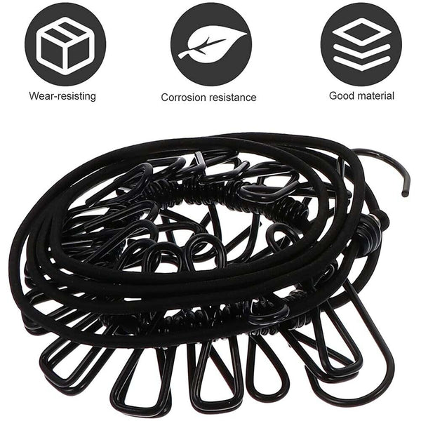 Portable Clothesline with 12 Clothespins,Windproof Travel Stretchy Retractable