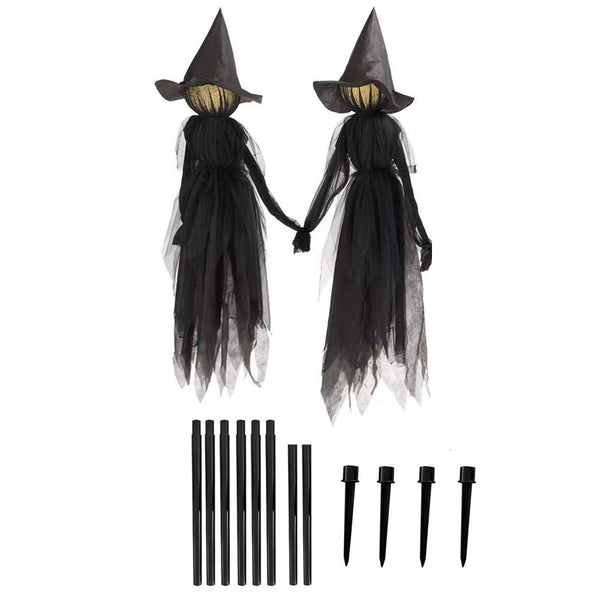 Screaming Halloween witches with sound-activated flashing lights