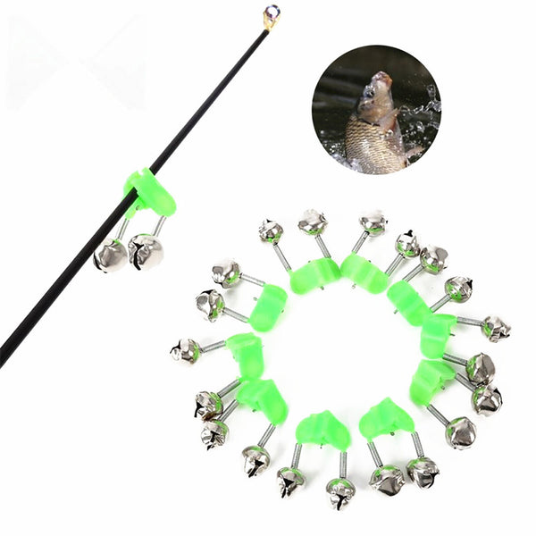 Plastic Clip Double Rod Bite Alarm Fishing Bells Ring Green Fishing Rod
