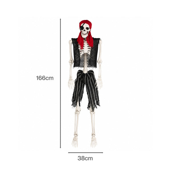 Yezi Halloween Skeleton 166cm Life Size Pirate Decor Poseable PE White