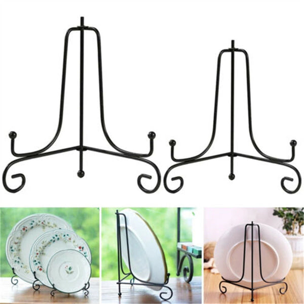 Plate Stands Iron Display Easel Photo Picture Bowl Dish Book Holder Frame Black