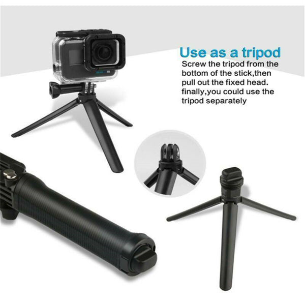 3-Way Foldable GoPro Tripod Mount Hand Grip Monopod For Gopro Hero 9 8 7 6 5 4 3