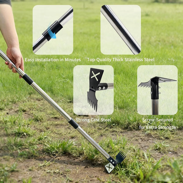 Stand Up Weed Puller Tool Long Handle Garden Weeder Root Remover
