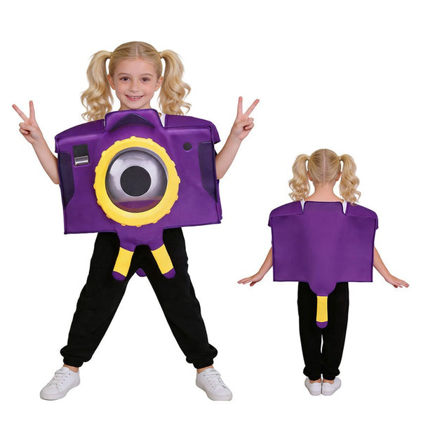Toy Story 5 costume size chart with bust, length and shoulder measurements