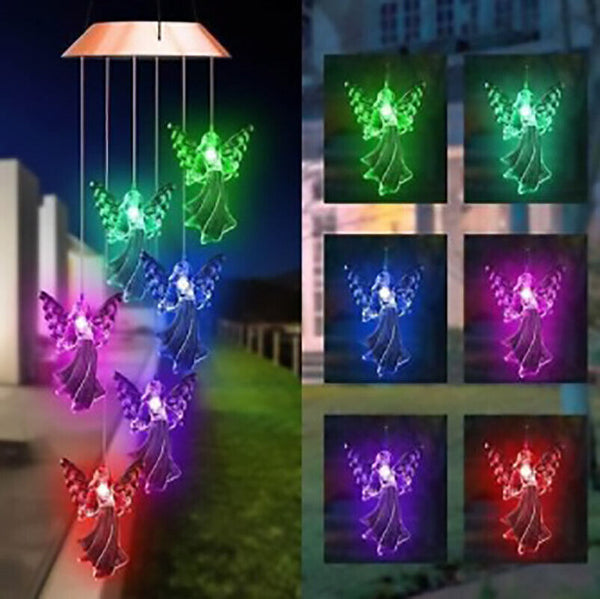 Colour Changing Wind Chimes LED Light Hanging Decor Outdoor Solar Powered Garden