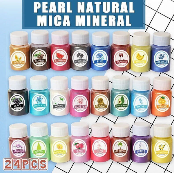 24 Colors Natural Mica Powder DIY Wax Candle Melts Bath Bombs Cosmetic Soap Dye