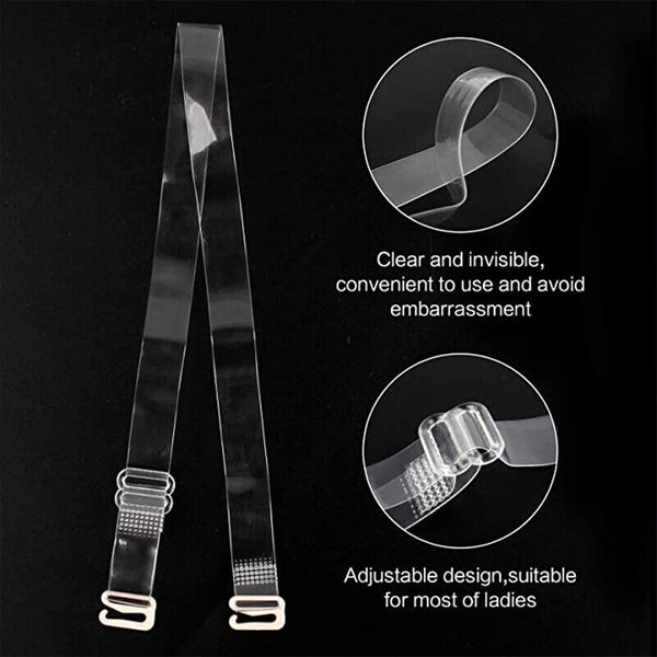 3Pairs Adjustable Transparent Invisible Bra Strap Clear Underwear Shoulder Strap