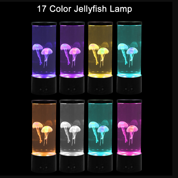 Jellyfish Lava Lamp Night Light Decor 17 Color Changing+Remote Aquarium Tank
