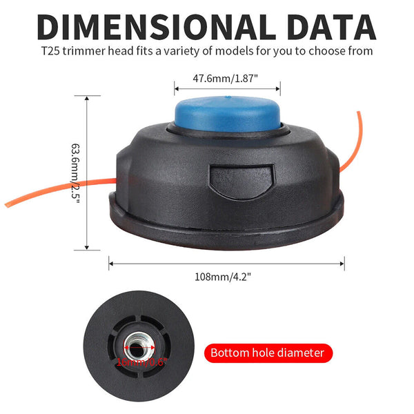 10mm TRIMMER HEAD FOR HUSQVARNA T25 TAP WHIPPER SNIPPER BRUSHCUTTER Husky