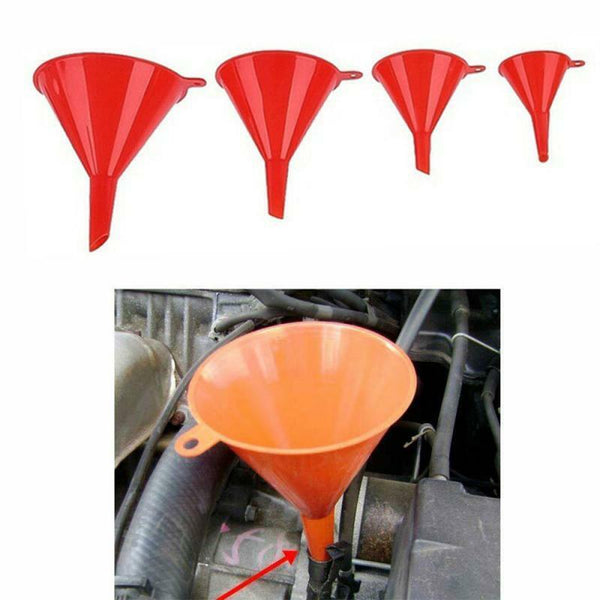 8Pcs Red Medium Liquid Plastic Funnel kitchen Funnel Set Variety Large Small AUS