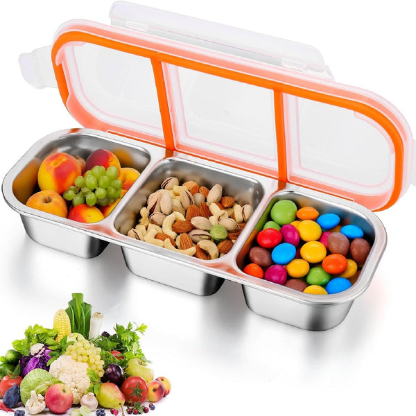 Stainless Steel Snack Container with Lid Lunchbox Food Storage Container 600ml