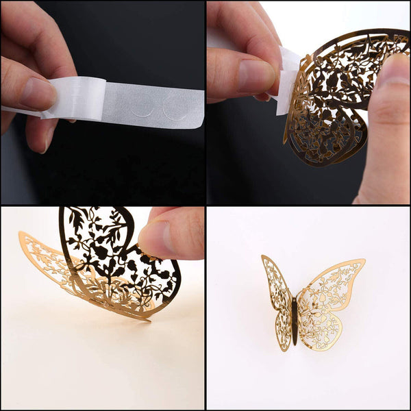 24PCS 3D Butterfly Wall Decals Stickers Removable Kids Room Decorations DIY