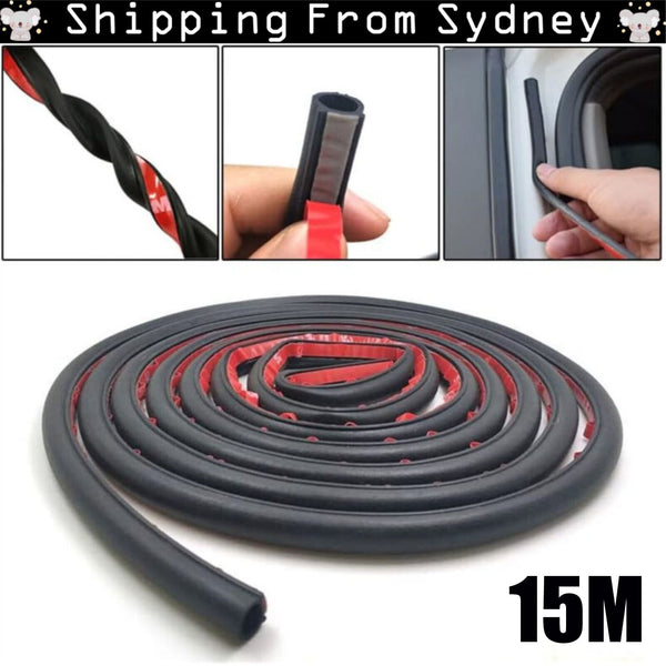 15M Universal Car Door Rubber Seal Trim Strip Weatherstrip Edge Cover D Shape AU