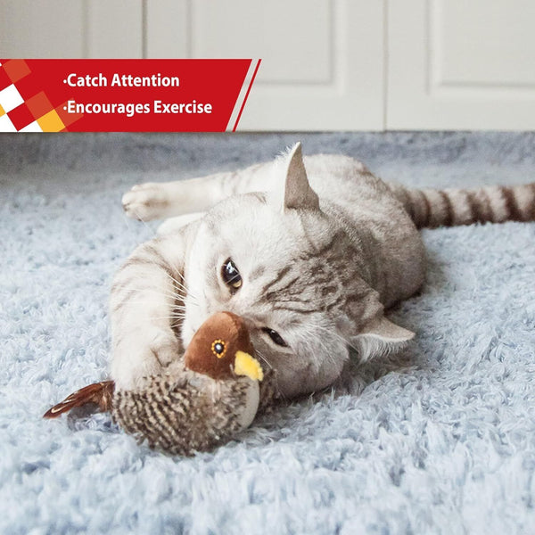 2PCS Real Chirping Indoor Bored Interactive Cat Toy Bird Electronic Kitten Toys