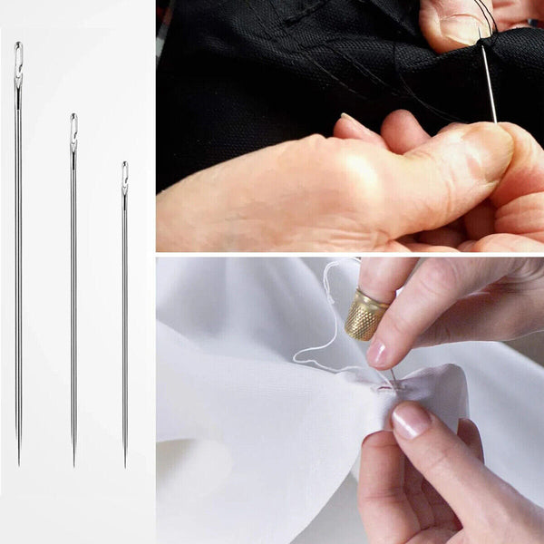 12PCS Easy Self Threading Hand Sewing Needles Assorted Sizes for DIY Stitching