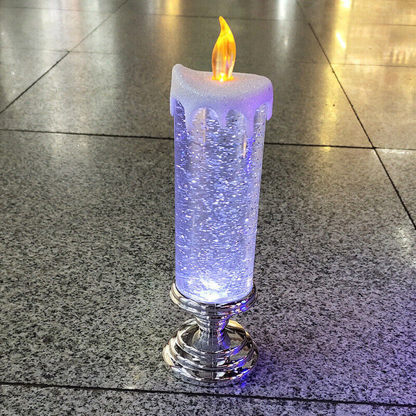 Glitter Flameless Candles Waterproof LED Candle Pillar Colorful Christmas Lights