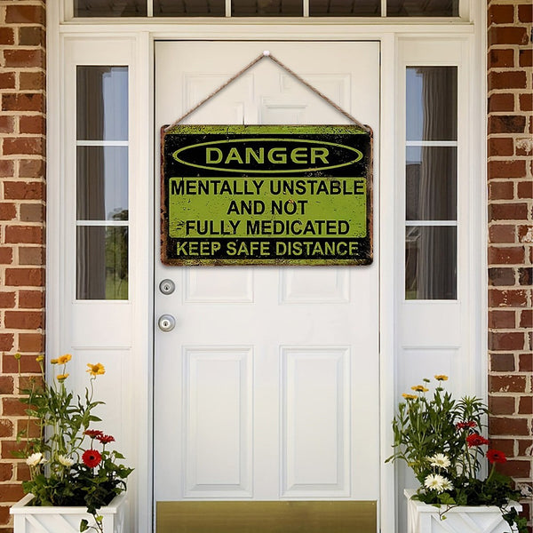 2pcs Wooden Wall Sign Plaques 30x18cm | Funny Keep Safe Distance Vintage Wall Decor