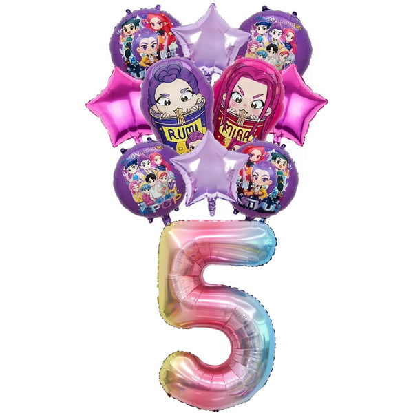 K-pop party balloon set with number 7 for girls birthday