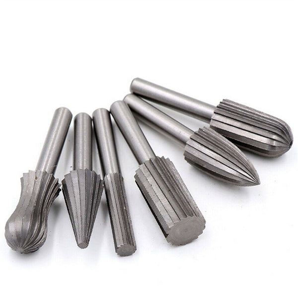 6/12pcs Tungsten Steel Carbide Burrs For Rotary Drill Bit Die Grinder 6mm Shank