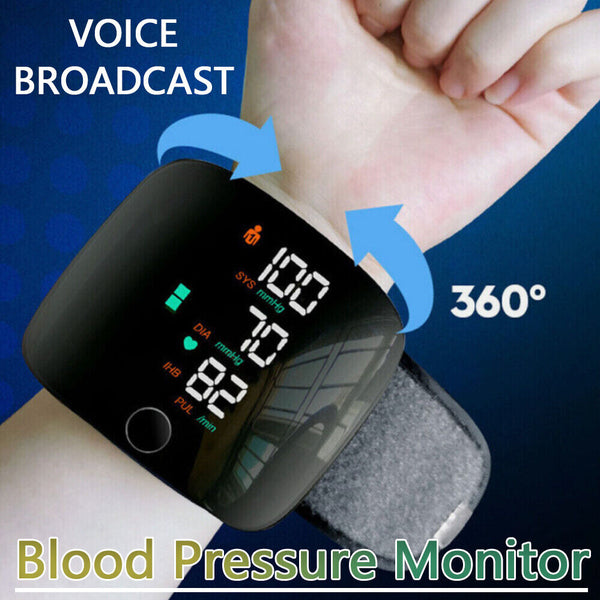 Automatic LCD Wrist High Blood Pressure Monitor Digital Heart Rate Gauge New