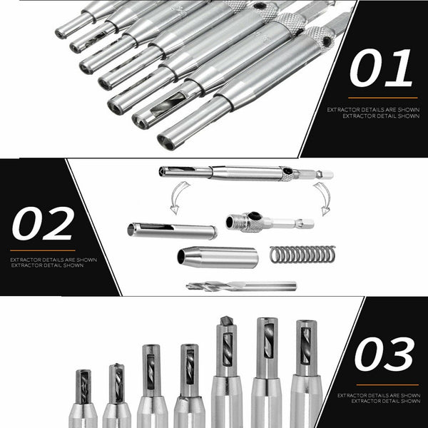Doors Self Centering Hinge Hardware Tapper Core Drill Bit Set Hole Guides Drawer