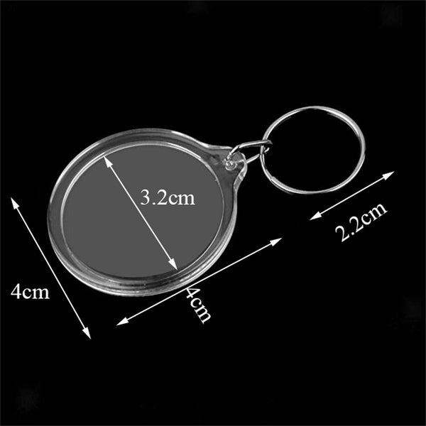 100Pcs DIY Clear Acrylic Blank Photo Picture Frame Key Ring Keychain Keyring NEW