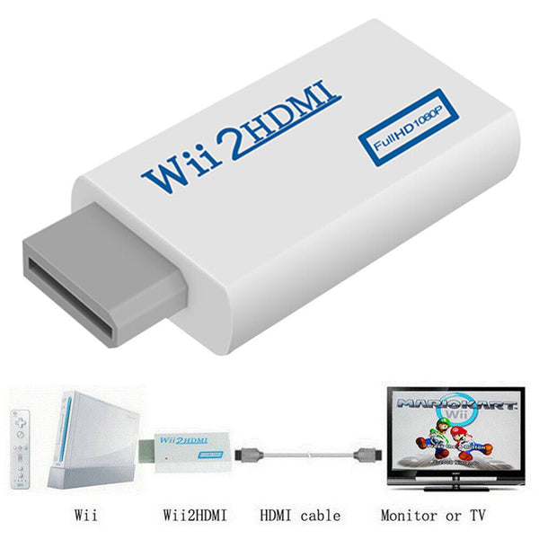 1080p HD Video Output Wii Wii2HDMI 3.5mm Adapter 480i HDMI Converter Mini Audio