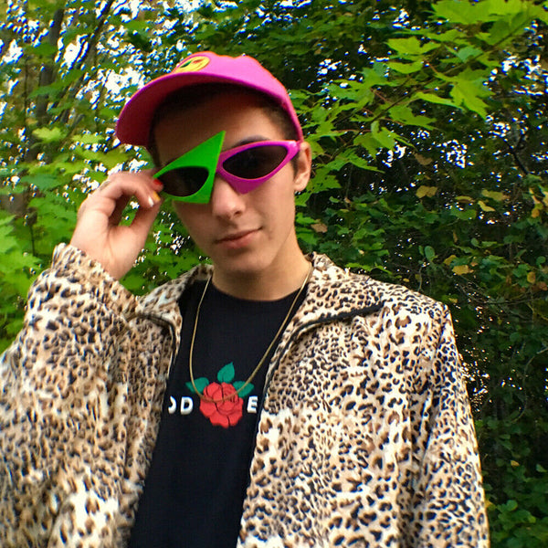 HipHop Triangular Green Style Contrast Roy Pink Asymmetric Purdy Color Sunglass