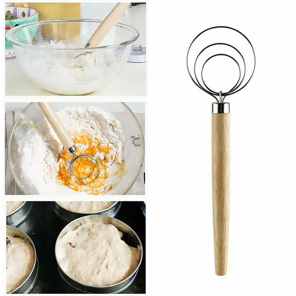 Baking Danish Dough Stainless Steel Wire Whisk Mixer Artisan Bread Mixing AU