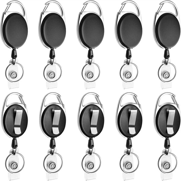 10X Retractable Keychain Clip Badge Holder Vertical Retractable Reel Recoil Ring