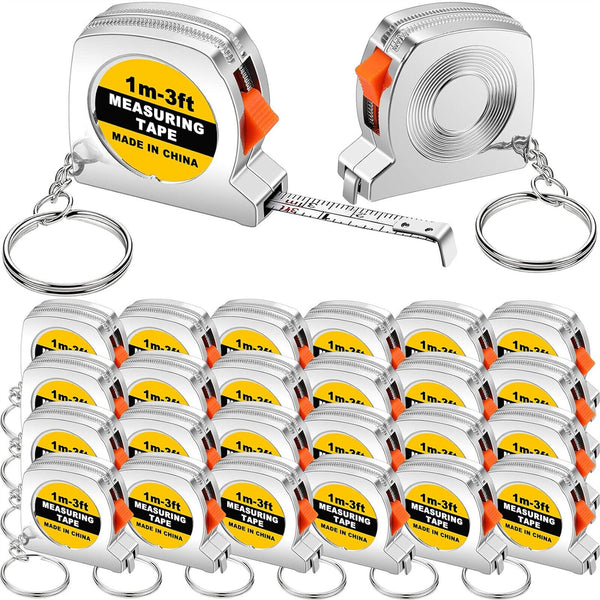 UP 10PCS 1M/3FT Steel Tape With Keychain Small Steel Ruler Portable Tape Measure