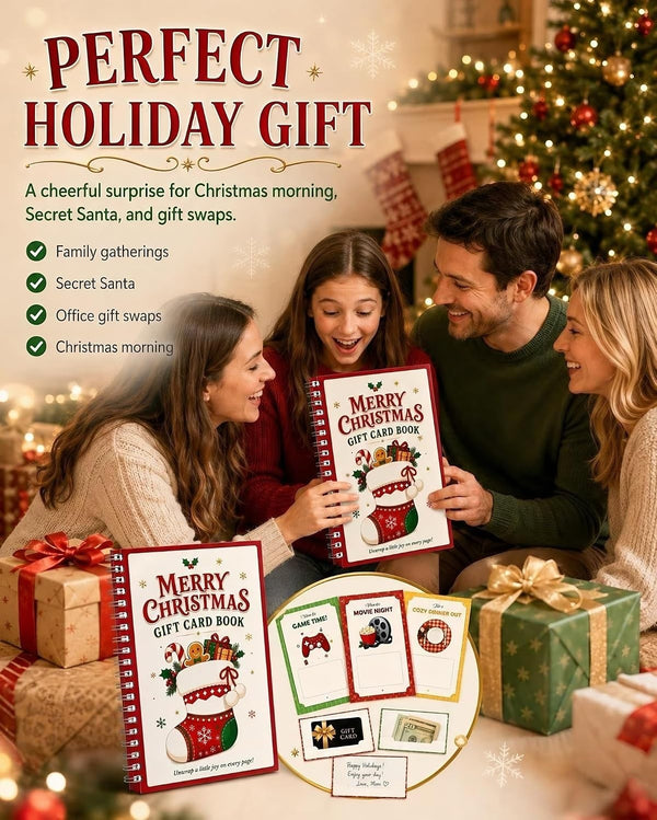Christmas Gift Card Book, 1/4Pcs DIY Gift Card Booklet for Adults Teens