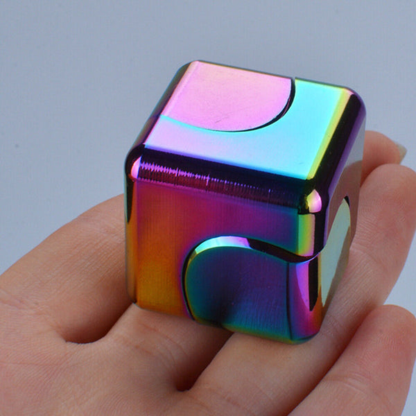 Spinner Square Aluminum Cube EDC Fidget Bearing Tri ADHD Hand Autism Toy