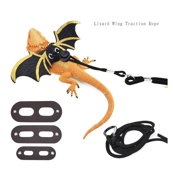 Lizard Harness Leash Bearded Dragon+Cool Leather Wings Reptile Adjustable AU