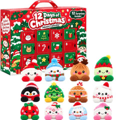 Squishy Advent Calendar – 12 Days of Christmas Mini Plush Toys, Kids Surprise Box