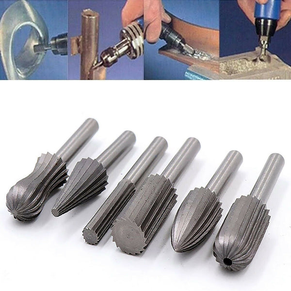 6/12pcs Tungsten Steel Carbide Burrs For Rotary Drill Bit Die Grinder 6mm Shank
