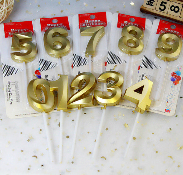 Gold Number Birthday Candle Cake Topper Party Decoration 0-9
