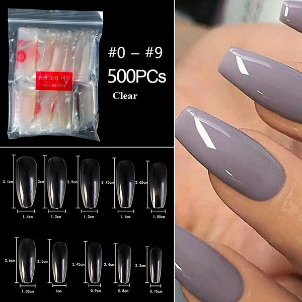 500PCS Fake French Nail Tips Clear Stiletto False Gel Pointy Art Acrylic AUS
