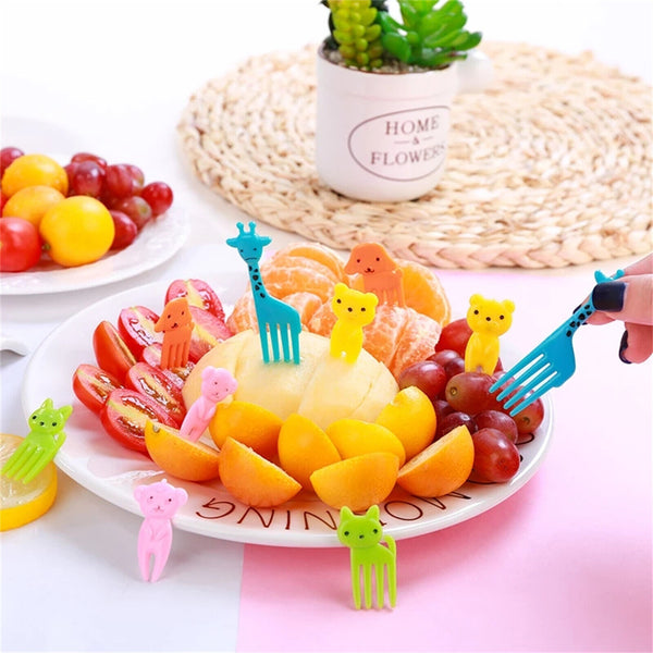 40/60 Pcs Mini Kids Animal Food Fruit Picks Forks Lunch Box Accessory Decor Tool